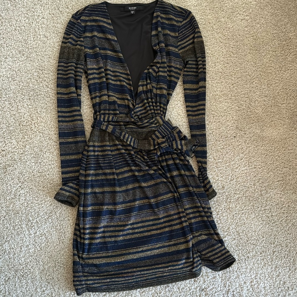 🔥5 for $10 Guess Striped Black and Gold Dress